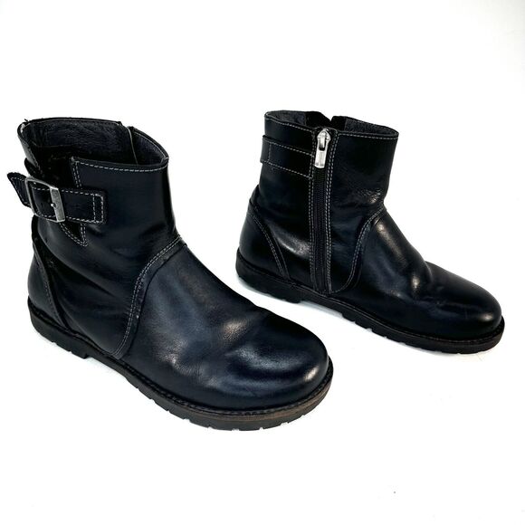 Birkenstock Stowe Women's Boot EU 36L US 5 Black Leather Moto Boots Zip Germany - Picture 4 of 9